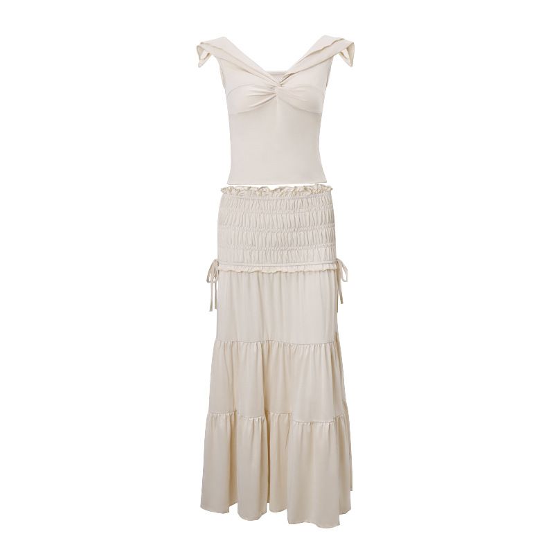 Frauen kleidung sexy nabel entblößte low cut kurze weste temperament plissee rock anzug_voghion.com