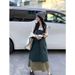 Denim Strap Skirt For Women Spring 2024 New Design Irregular Contrast Splicing Medium Length Dress_voghion.com