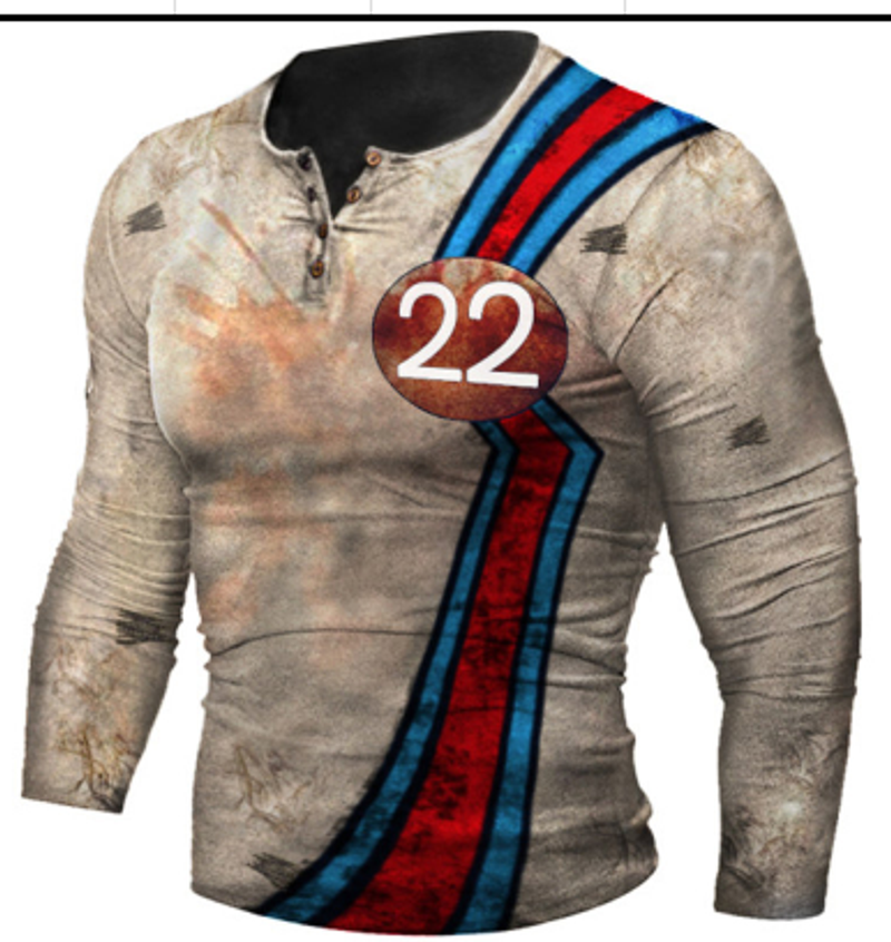 Men's Polo Shirt Breathable Long Sleeve Henley Shirt Men's Business Fashion Striped Top Summer Long Sleeve_voghion.com
