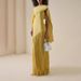 Elegant Tassel-Trim Long Dress – Solid Color Shawl Design Slim Fit Maxi Skirt For Women (S-XL, Yellow)_voghion.com