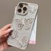 TechGlobe Gradient Glitter 3D Butterfly Case For 17 Pro Max IPhone 15 Diamond-Encrusted 14 Internet Celebrity_voghion.com