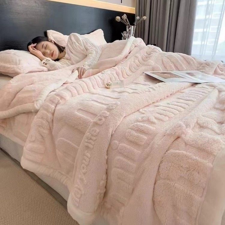 Couverture épaisse et chaude en flanelle laiteuse, couverture de sieste au bureau_voghion.com