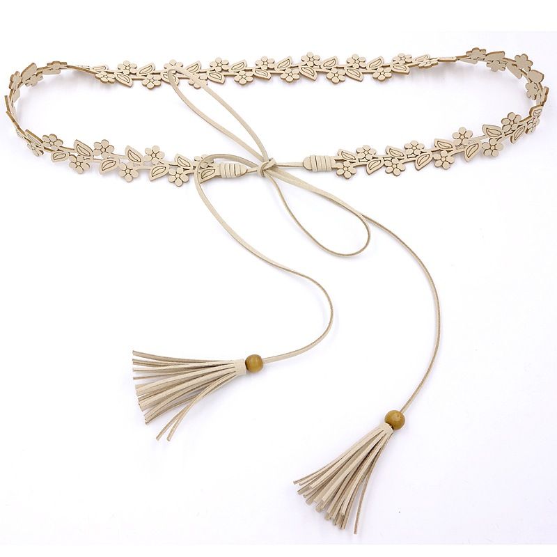 Stile etnico bohémien, versione coreana della nuova gonna con catena, cintura di alta qualità, corda bianca per la vita_voghion.com