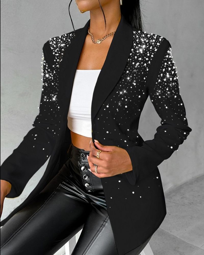 Traje pequeño con cuentas informal de nueva moda para mujer_voghion.com