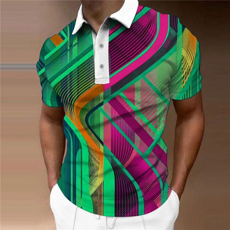 Polo da uomo casual moda uomo estate 2023 Polo manica corta da uomo con stampa 3D HD_voghion.com