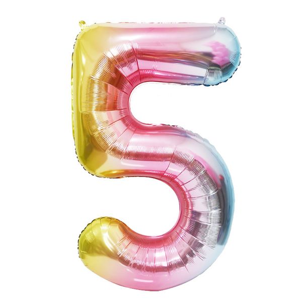 40" Gradient Number Balloon – Slim Foil Digits For Birthday Wedding Party Decor (0-9 Available)_voghion.com