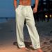 Herrenbekleidung Herren Leinenhose Sommer Strandhose Fronttasche Einfarbig Bequem Atmungsaktiv Lässig Alltag Urlaub_voghion.com