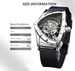 DUNCOUGAR Fashion Triangle Skeleton Dial Automatic Watch Black Silver Silicone Strap Mechanical Wristwatch Top Brand Men's Clock_voghion.com