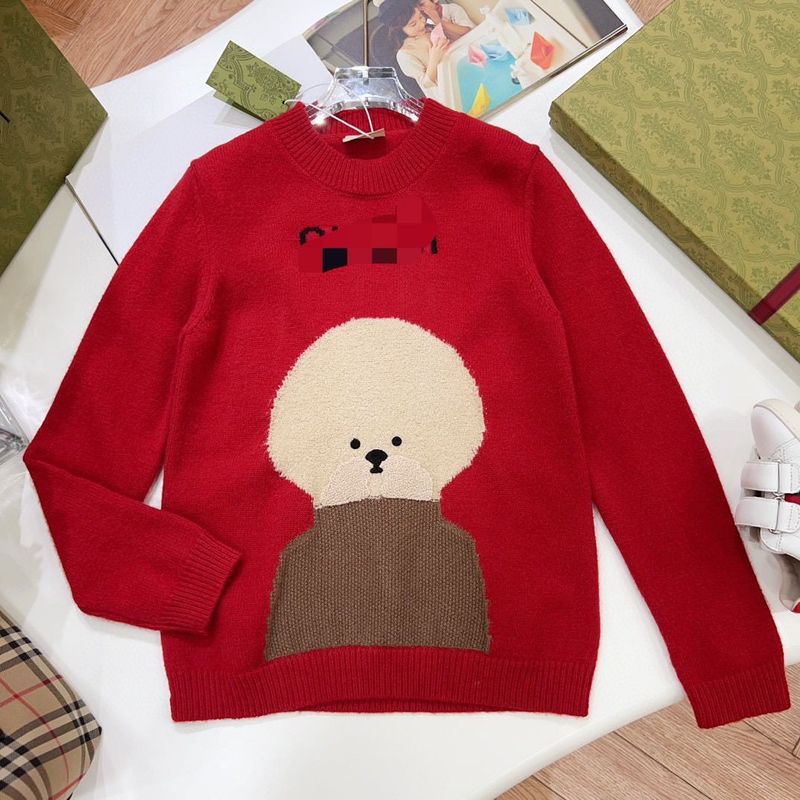 2025 Herbst und Winter Geschwister Outfit Rundhals Pullover Gestrickter Hoodie Mit Lammwolle Cartoon-Muster Vielseitig Trend_voghion.com