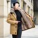 Parkerjacke für Herren, Nerzpelz, abnehmbares Futter, verdickter mittellanger Ledermantel_voghion.com