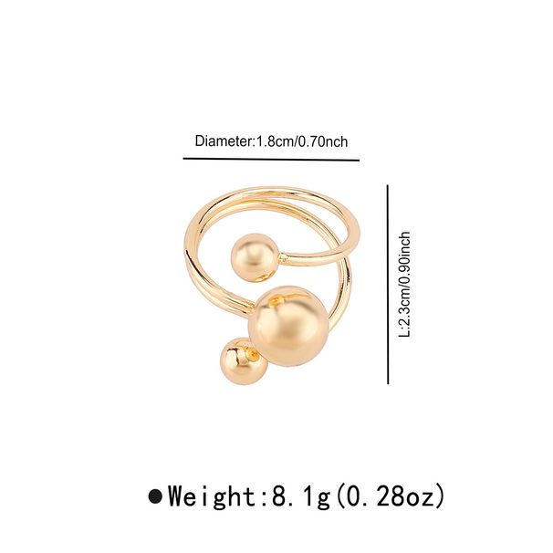 R0974 Anello da braccio con sfera grande e piccola, design a doppio strato, per donna, semplice, alla moda, regolabile, personalizzato_voghion.com