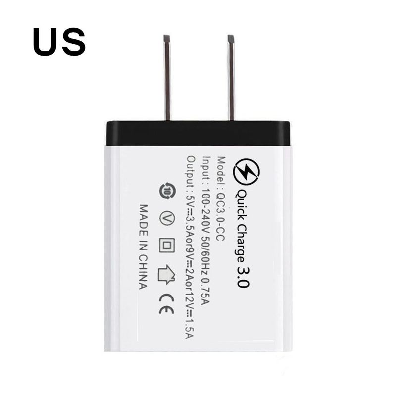 cargador QC de carga rápido móvil 3.0 4.0 18W adaptador de enchufe de carga rápido de la UE EE. UU. Cargador USB montado en la pared adecuado B_voghion.com