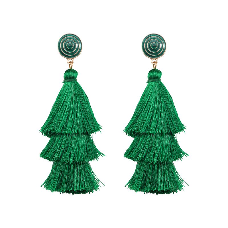 St. Patrick's Day Elemente handgewebte grüne Quaste Ohrringe für Damen Feier Party_voghion.com