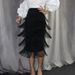 K High-waisted Patchwork Fringed Skirt; Slim-fitting, Hip-hugging Party Pencil Skirt; Plus-size Women's Skirt; Half-length Skirt._voghion.com