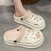 Fashionable Three Dimensional Cartoon Soft Soled Closed Toe Hole Shoes Thick Soled Height Enhancing Outdoor Ladies Seaside Beach Sandals_voghion.com