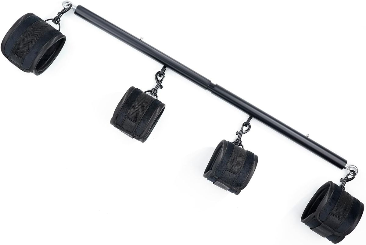 Barra divaricatrice in acciaio inossidabile resistente con 4 cinghie pelose regolabili per l'allenamento fitness in palestra a casa_voghion.com