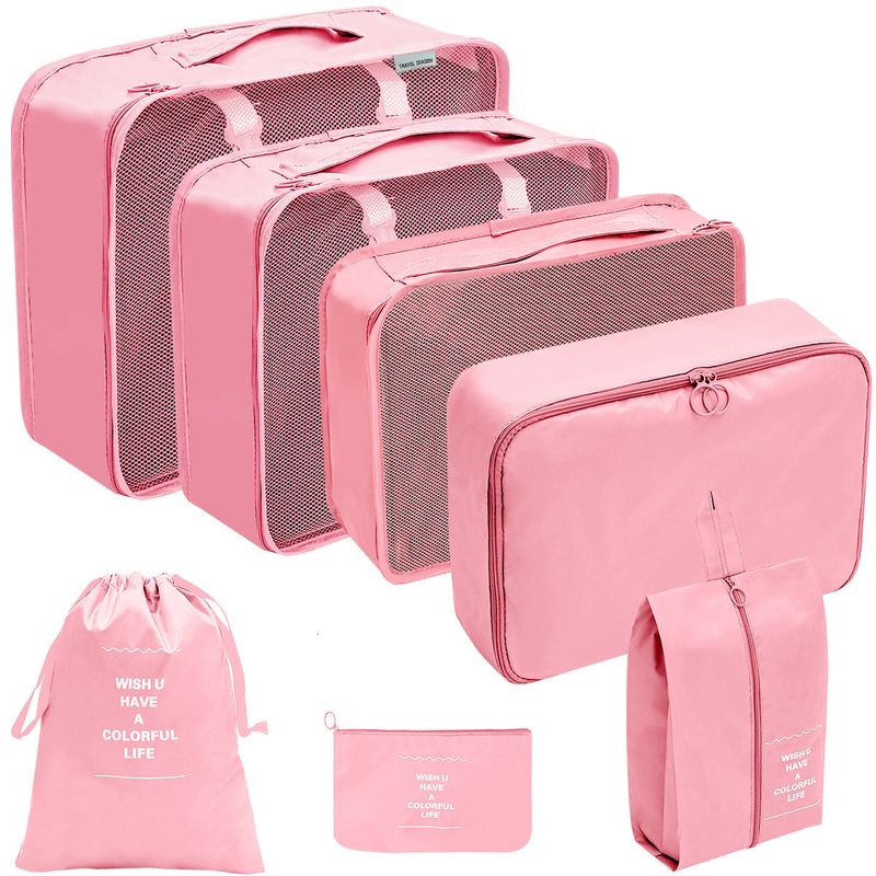 Bolsas de almacenamiento para viaje, traje de ocho piezas, ropa, zapatos, cosméticos, artículos de tocador, bolsa de equipaje_voghion.com
