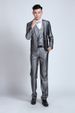 CT 2025 New Men's Set Groom Korean Style Slim Fit Host Wedding Silver Gray Suit_voghion.com