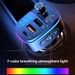 Bluetooth 5.0 FM Transmitter MP3 Player U Disk Music Car Charger Type-C PD QC3.0 Fast Charging 7 Color Ambient Light_voghion.com