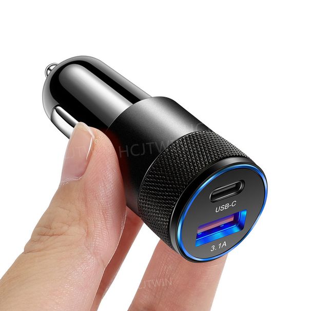Super-Fast Charging: Durable Metal USB-C Car Charger with Advanced Multi-Protection - Safe for All Devices_voghion.com