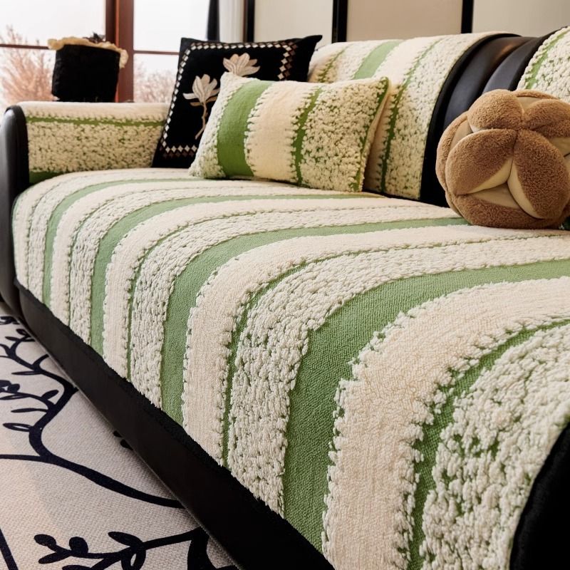 Sofakissenbezüge aus Samt – rutschfeste, weiche Sitzpolster für Sofagarnituren und Zweisitzer (gestreiftes Design, gemütliche Textur für alle Jahreszeiten, mehrere Größen und Farben)_voghion.com