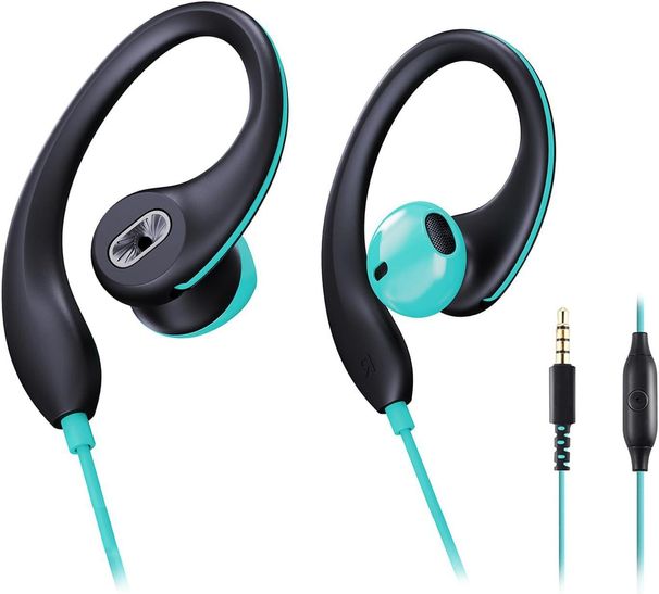 Ear mounted sports earphones with semi in ear remote control, universal 3.5 interface for running and cycling_voghion.com