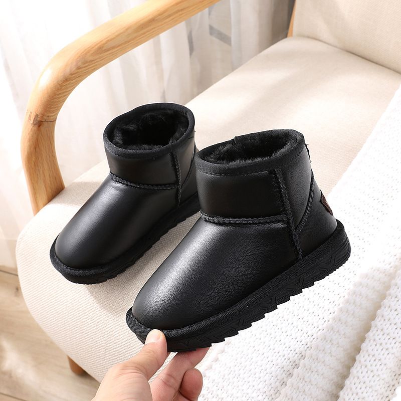 Children's shoes Children's snow boots Girls' shoes Winter short boys' boots Baby leather padded warm cotton shoes_voghion.com