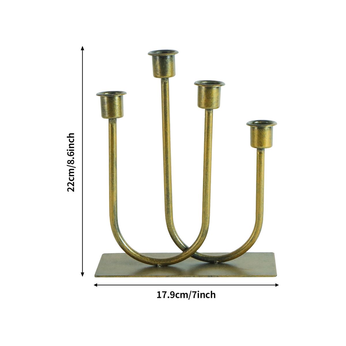 4-armiger U-förmiger Kerzenhalter aus Metall, Vintage-Kupfer/Gold-Finish, elegantes Hochzeits- und Heimdekor-Mittelstück für Esstisch und Party_voghion.com