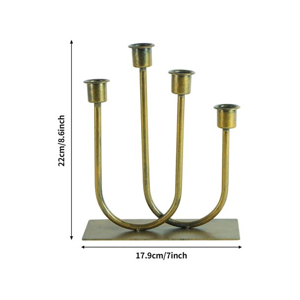 4-armiger U-förmiger Kerzenhalter aus Metall, Vintage-Kupfer/Gold-Finish, elegantes Hochzeits- und Heimdekor-Mittelstück für Esstisch und Party_voghion.com