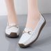 2025 Spring And Autumn New Women's Loafers Cowhide Mom Non-Slip Slip-On Casual White Shoes For Women Plus Size_voghion.com