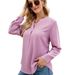 Women's Clothing Solid Chiffon Shirt Loose V-neck Pullover Long Sleeve Tops_voghion.com