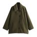 Wool Blend Cape Coat For Women - Stylish Short Lapel Jacket With Long Sleeves (Black, Khaki, Army Green, Wine Red, Gray)_voghion.com