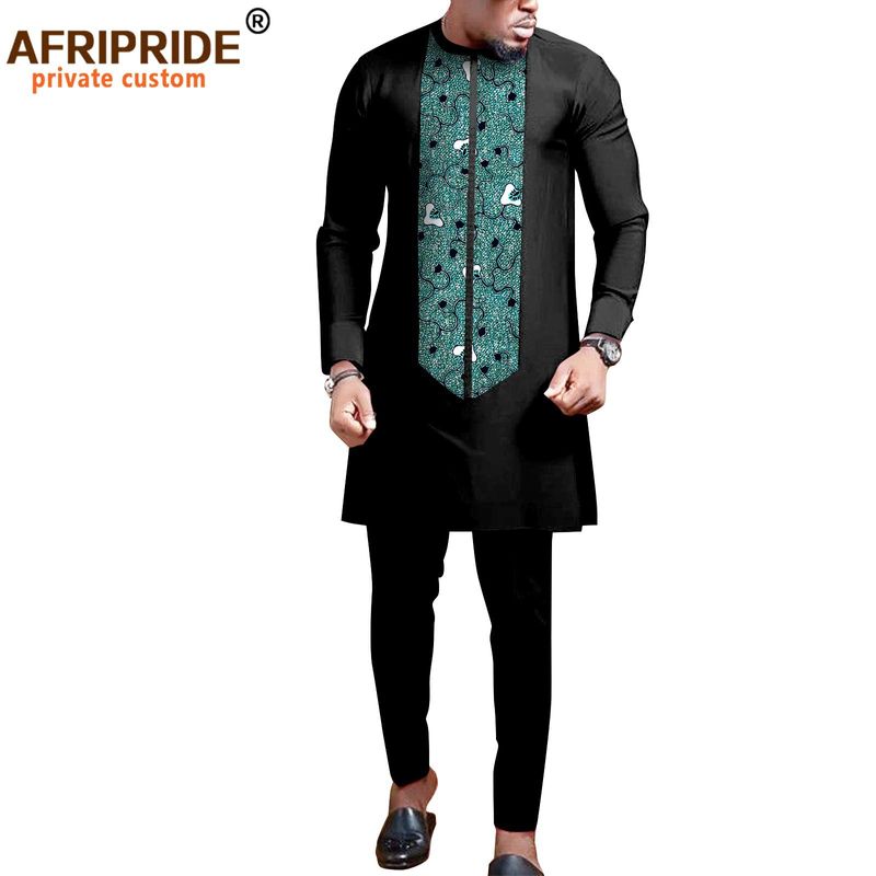 Ανδρικά ρούχα African ethnic μονόχρωμο ανδρικό casual τζάκετ + παντελόνι_voghion.com