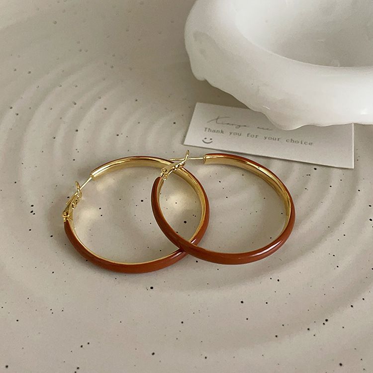 Orecchini grandi in metallo a goccia d'olio per donna, design retrò francese di nicchia, personalità semplice, versatile, temperamento, orecchini alla moda_voghion.com