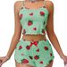 Heart Print Camisole Shorts Two-Piece Set Milk Silk Sexy Loungewear_voghion.com
