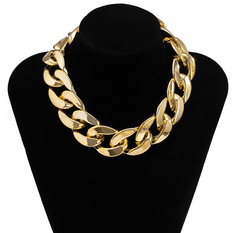 Street Hiphop Trendigt Färgskarvning Enkelt Halsband Dam Överdrivet Enkelt Lager Geometrisk Kedja Tillbehör_voghion.com
