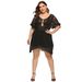 Plus Size Damen unregelmäßig hohl sexy durchsichtiges Strandkleid mit gewebten Holzohren_voghion.com