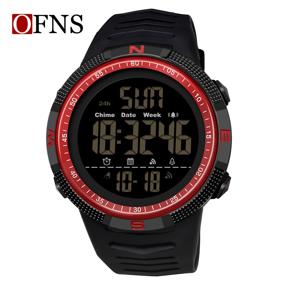 Digital Sports Watch With Alarm, Stopwatch, Countdown, Night Light, And 50m Water Resistance - Large Round Dial, Durable Resin Case, Rubber Strap_voghion.com