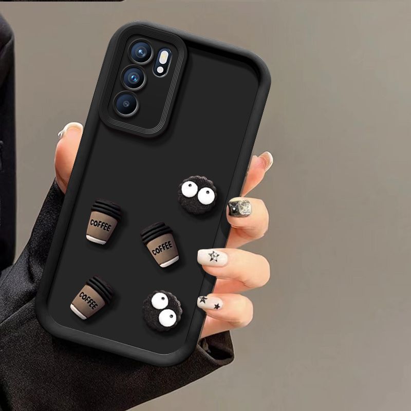 A 54 34 24 14 Cute 3D Coal Ball Coffee Case For Samsung Galaxy A54 A34 A24 A14 A04s A15 A05s 4g 5g Camera Protector Back_voghion.com
