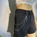 Fashion Men's Metal Double Layer Sword Pants Trend Hip Hop Punk Style Thin Waist Jeans Hanging Chain_voghion.com
