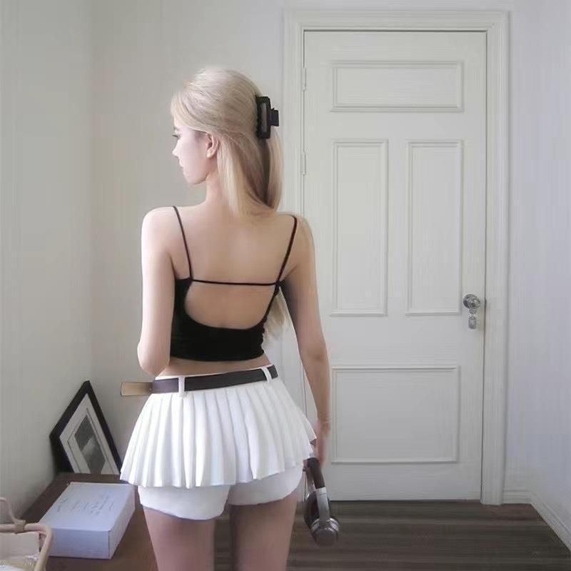 Heißes Mädchen mit Brustpolstern, rückenfreies Leibchen, kleine Weste, weiblich, sexy, schöner Rücken, Innenbekleidung, Designgefühl, kurzes Oberteil, Oberbekleidung_voghion.com