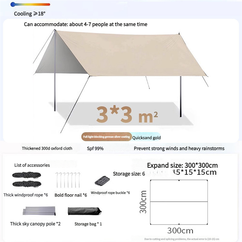 Outdoor Thickened Camping Tent Set Butterfly Shape Rainproof Sunshade Umbrella Black Coating Tarp_voghion.com