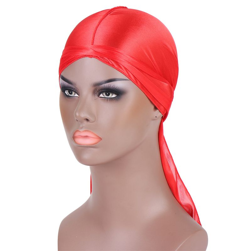 Czapki damskie taniec i jazda na rowerze odkryty turban sznurowany elastyczny pogrubiony szyfrowany błyszczący materiał kapelusz z długim trenem transgraniczny SILKY DURAG_voghion.com