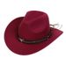 Nuovo cappello da cowboy dell'Europa occidentale, catena in pelle di vacchetta di lana, cappello jazz con bordo rialzato, cappello tibetano retrò, tendenza del cappello in feltro_voghion.com