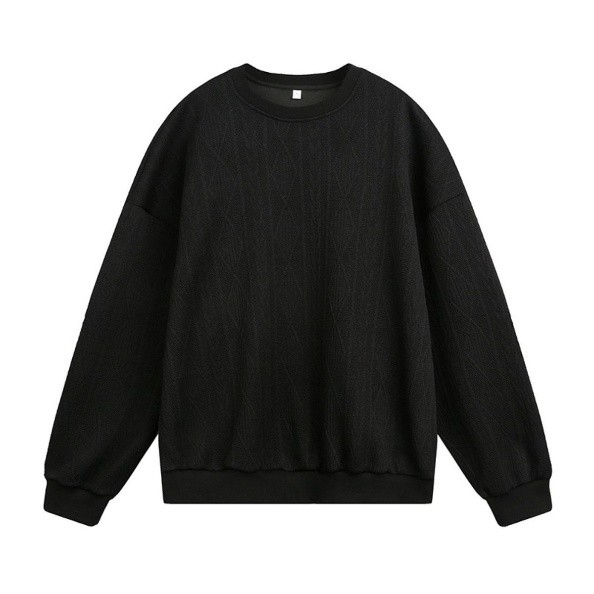 420GSM Heavyweight Jacquard Crewneck Sweatshirt, Retro Streetwear Pullover With Textured Fabric For Men_voghion.com