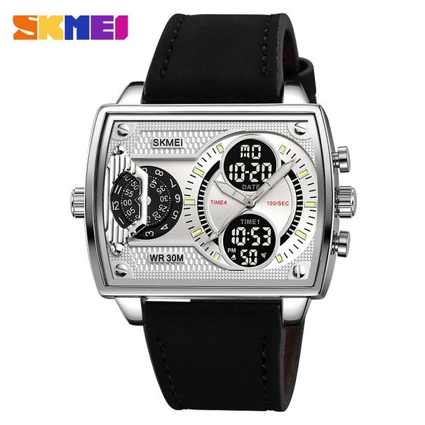 Time Beauty Dual Display Multifunctional Four Time Electronic Watch Men's Large Plate Thick Fashion Steel Strip Foreign Trade Watch_voghion.com