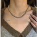 French Silver Gray Glass Pearl Necklace with Layered New Cool Style Neckchain Light Luxury and Small to Medium High end_voghion.com