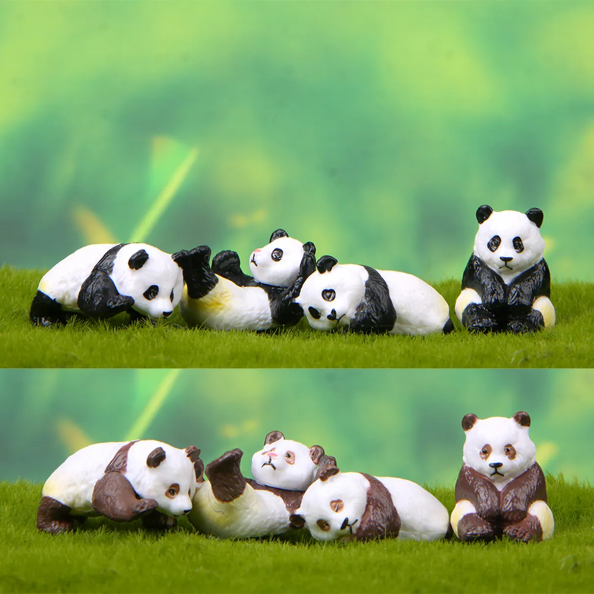 4Pcs Panda Figurines Panda Models Gardening Doll Ornament Accessories Dollhouse Animal Figure Micro Landscape Garden Decoration_voghion.com