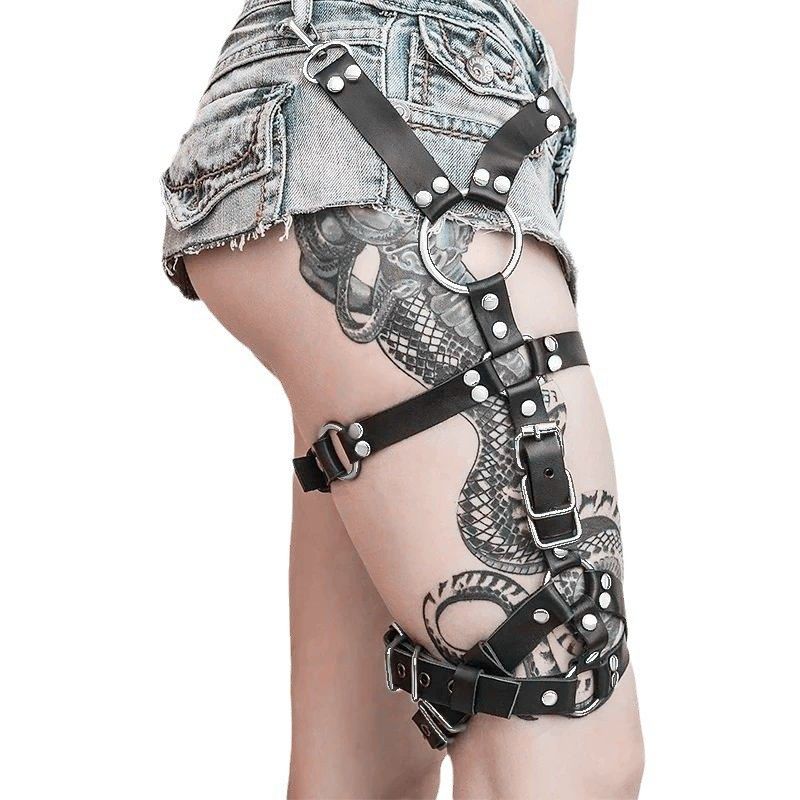 YWZ Punk Round Thigh Jewelry Foot Ring Non-Slip Adjustable Elastic Buckle Leg Cuff Wholesale_voghion.com