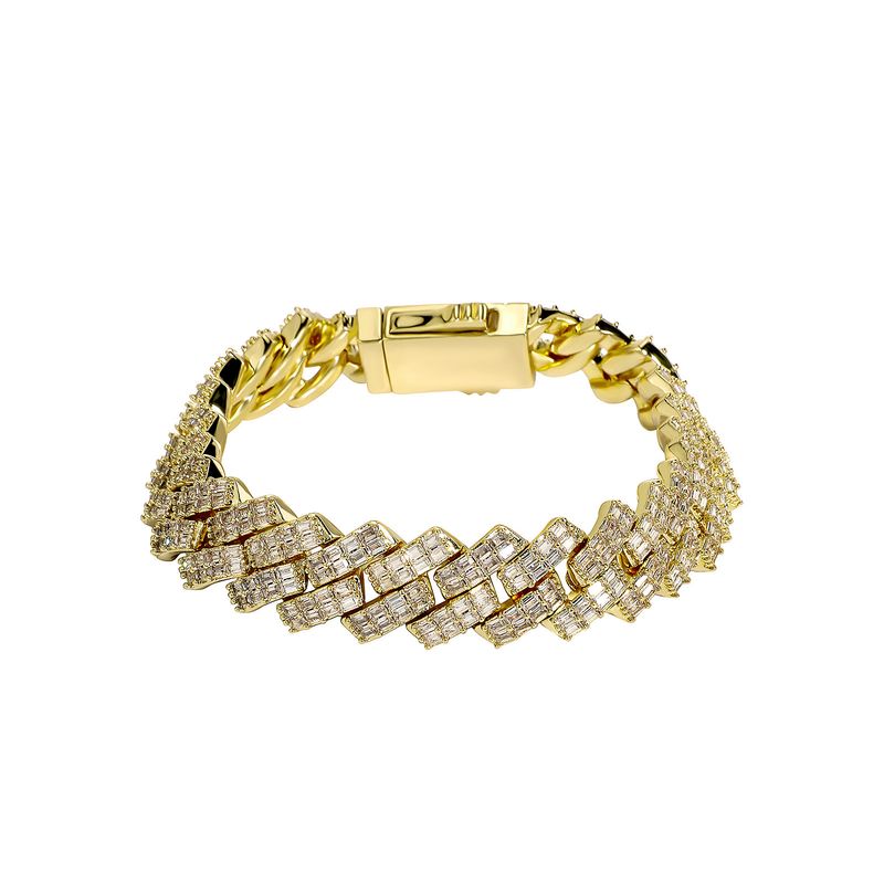 Dia Shaped Cuban Chain Bracelet Full Of Zircon National Street Hip Hop Trend 15mm Men's Necklace Gold Australia_voghion.com